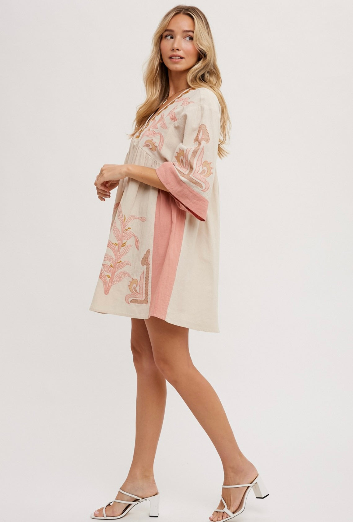 Embroidered Babydoll Dress