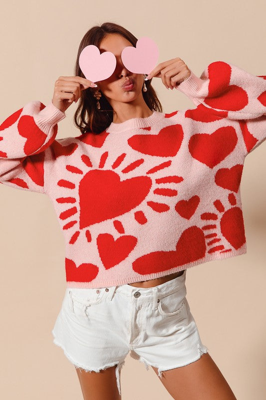 Pink Heart Sweater