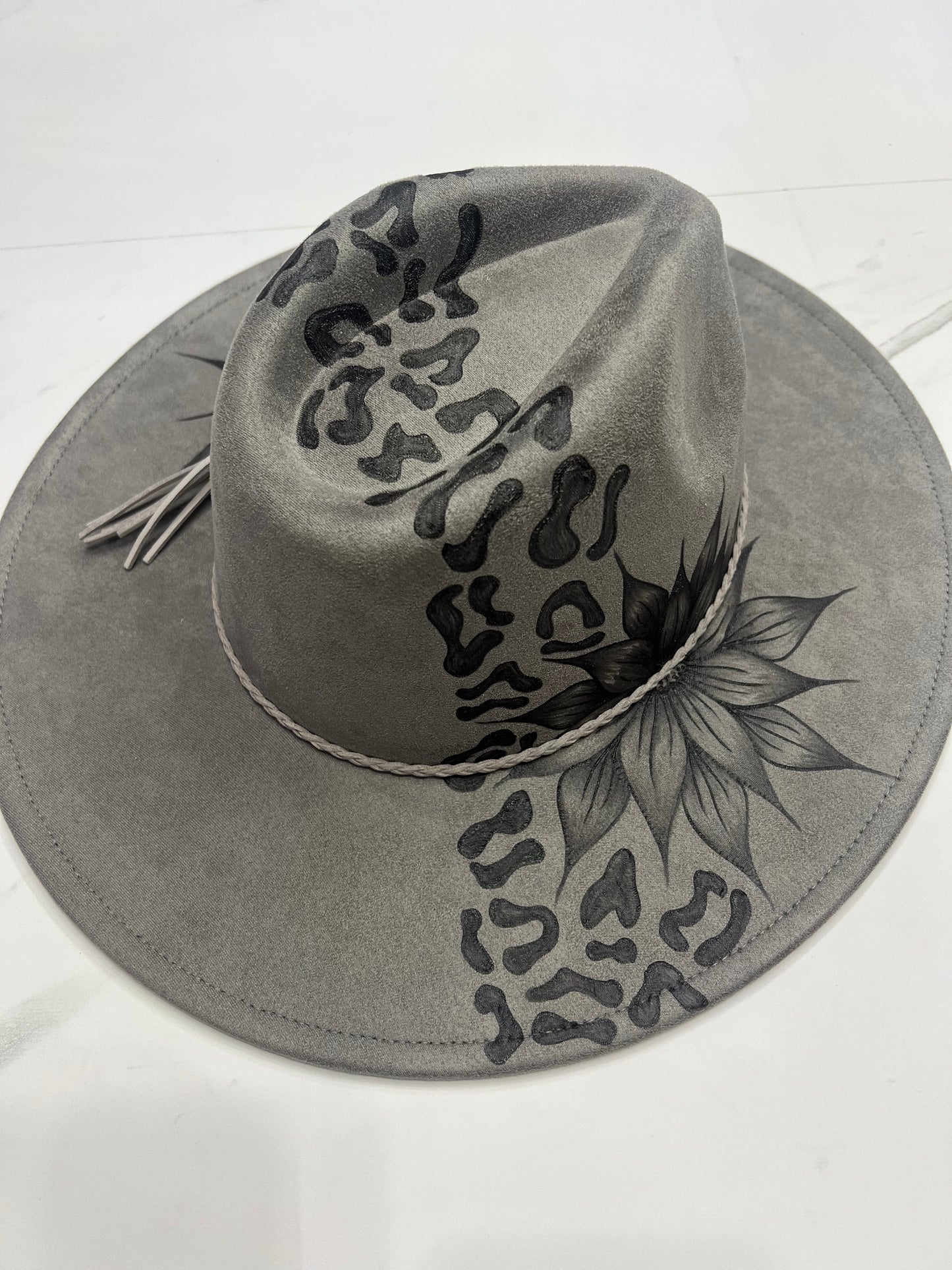 Black & Gray Leopard Fedora