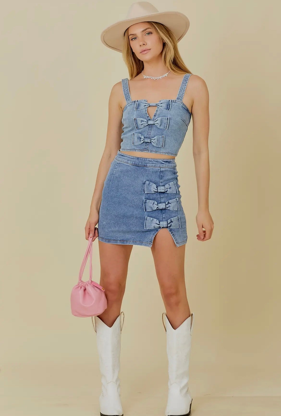Denim Bow Skirt
