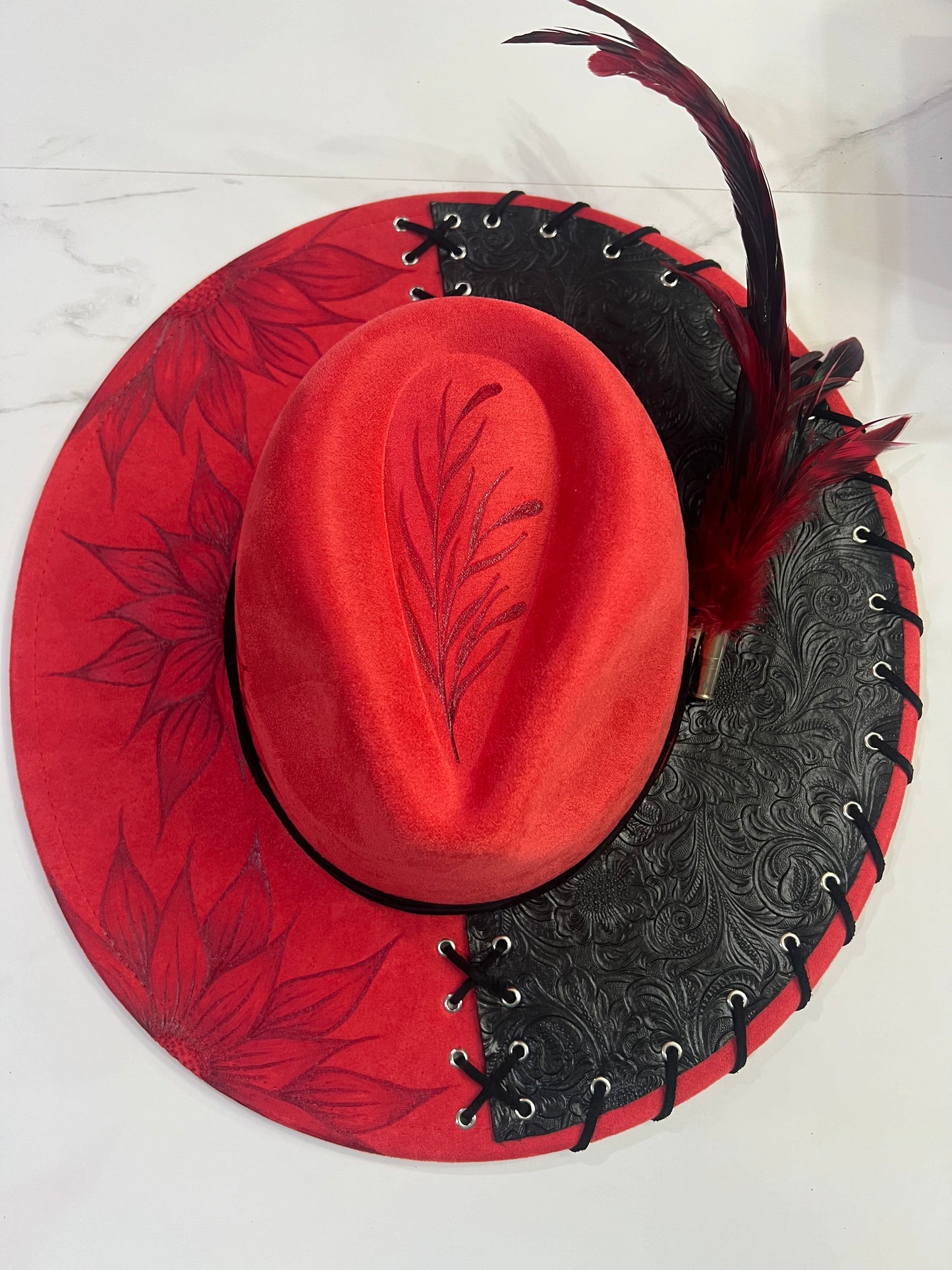 Leather & Red Fedora