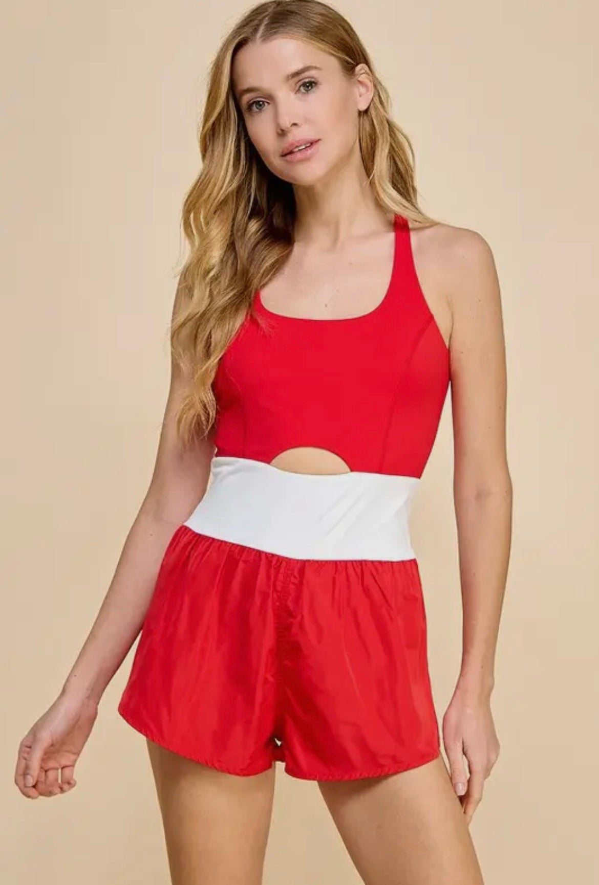 Red & White Romper