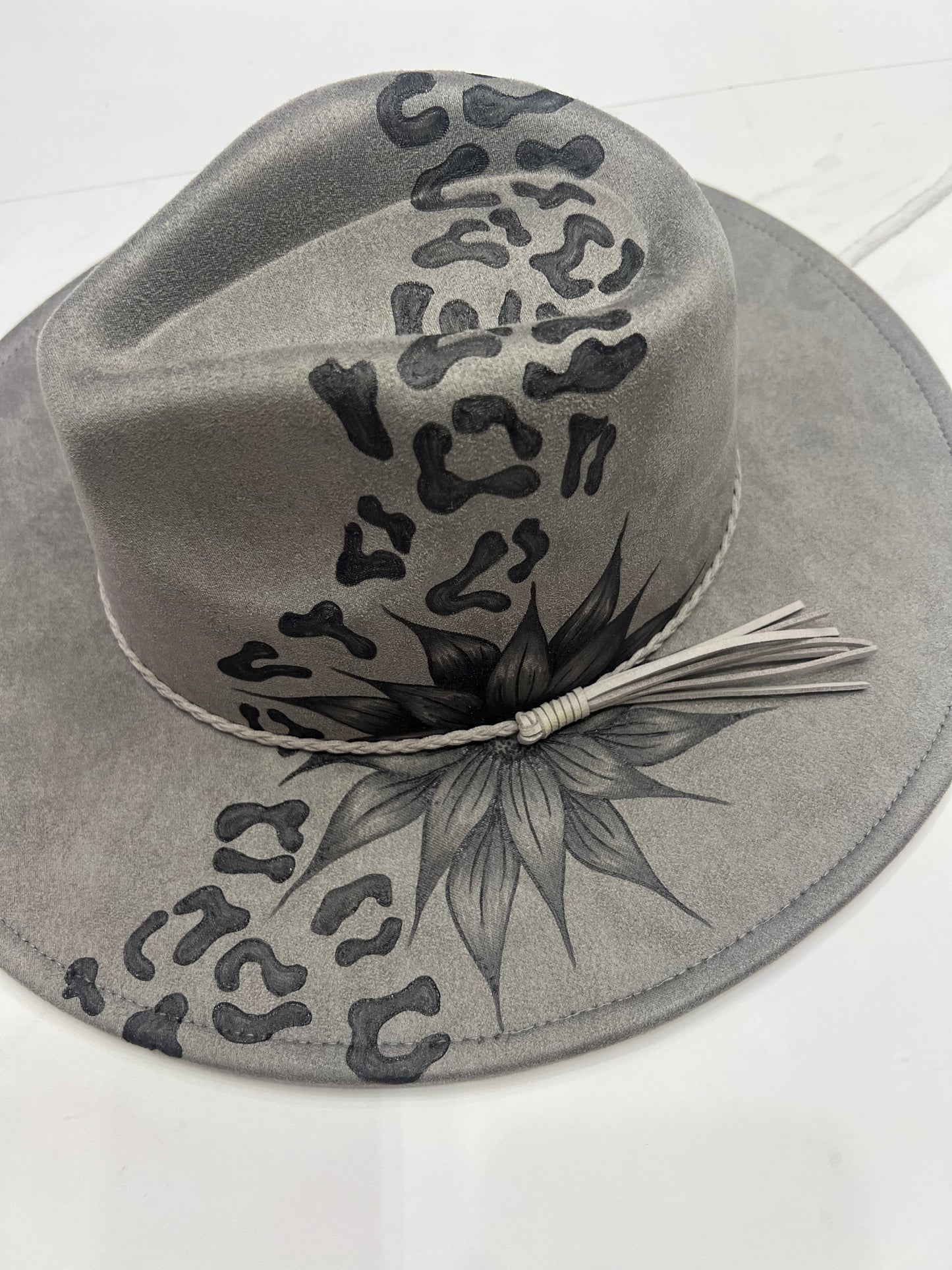 Black & Gray Leopard Fedora
