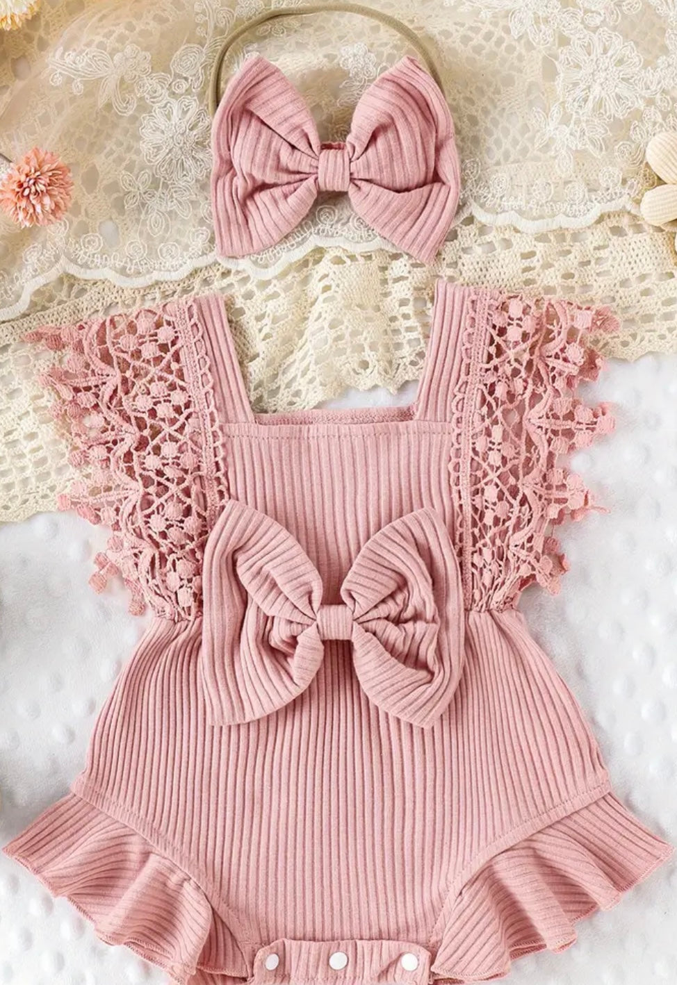 Pink Lace Romper