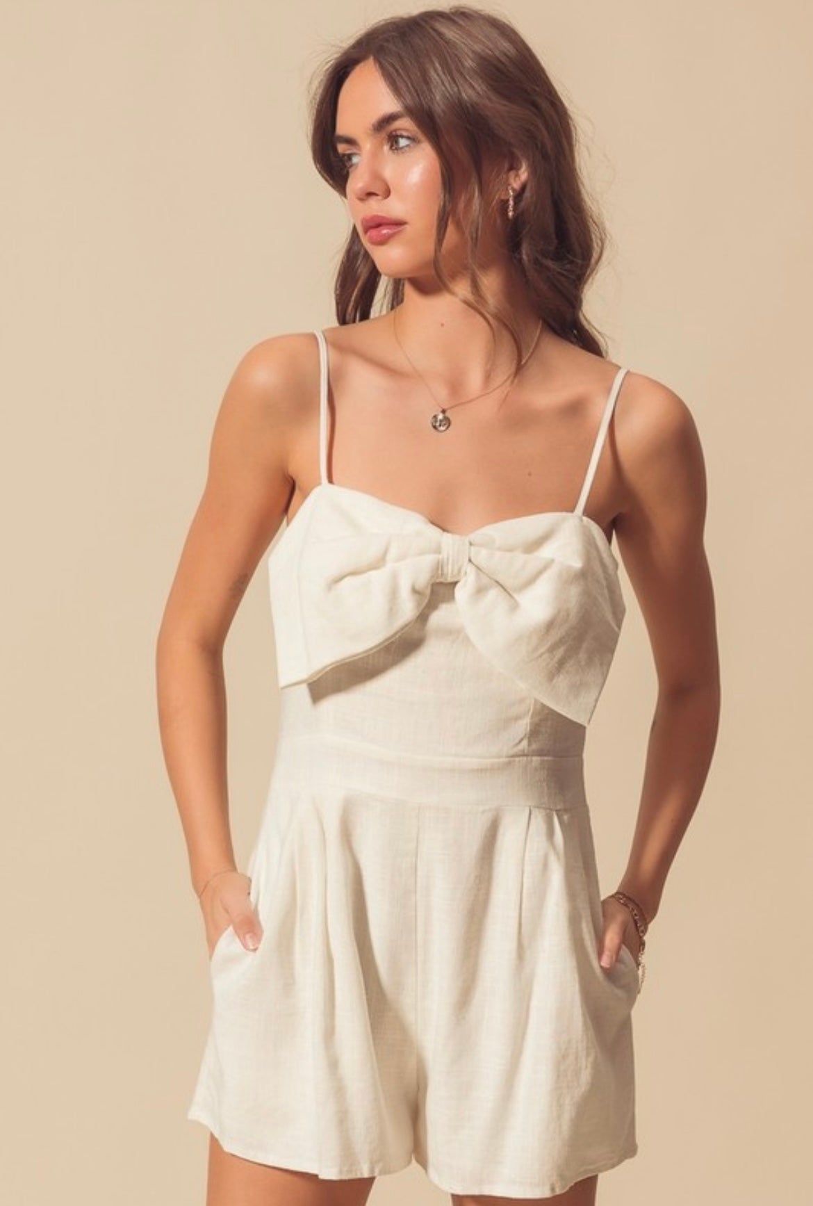 White Bow Romper