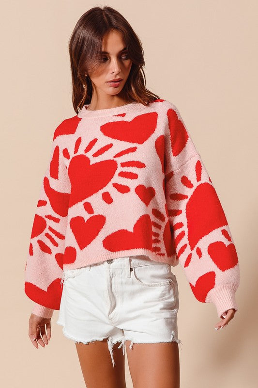 Pink Heart Sweater