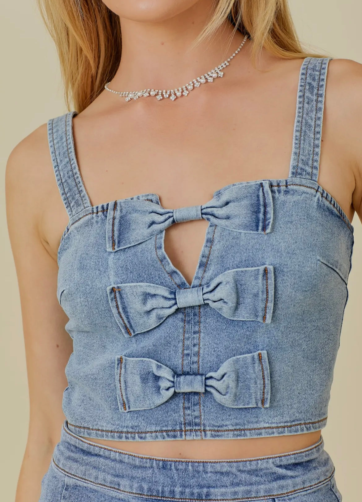 Denim Bow Top