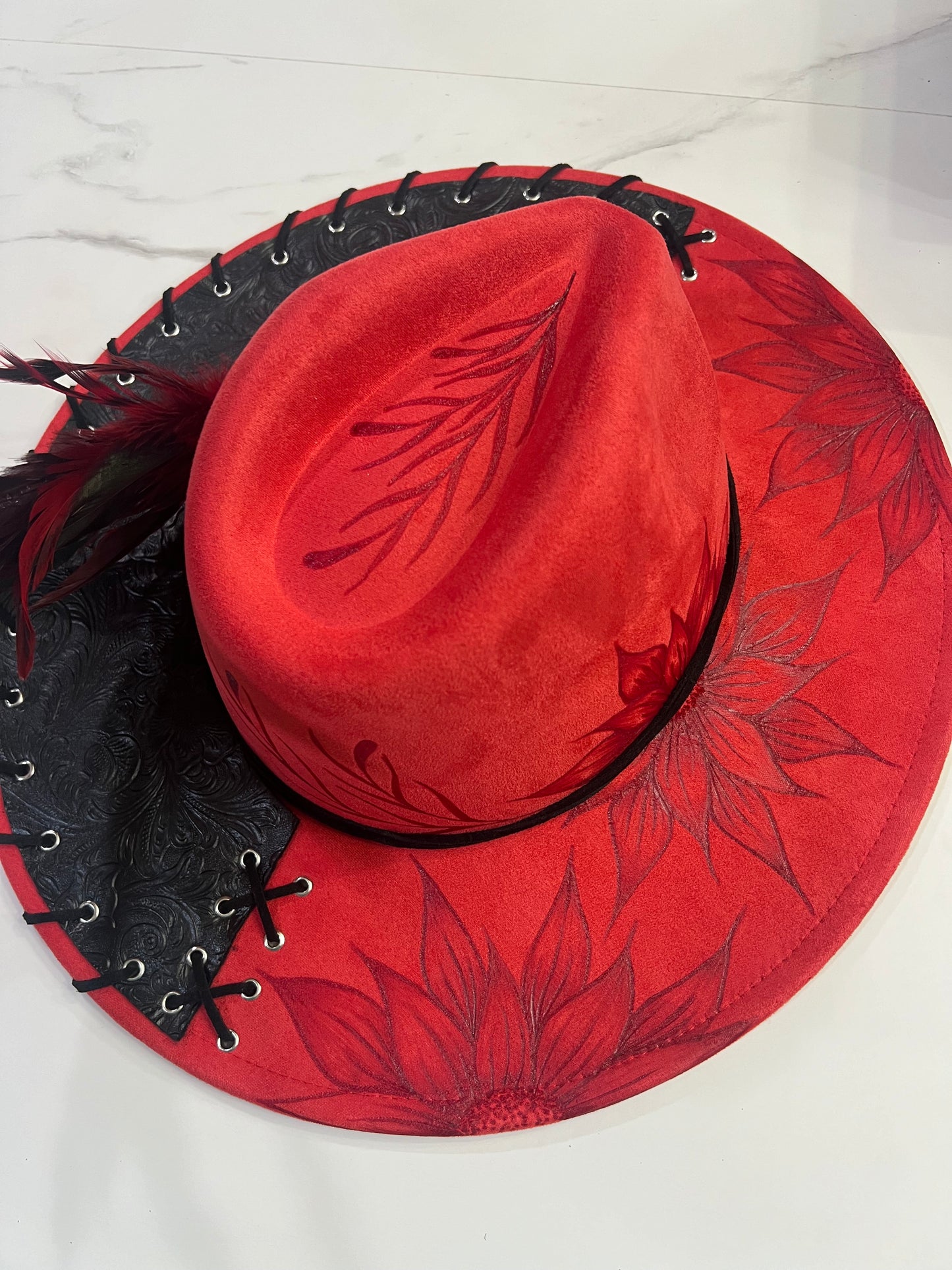 Leather & Red Fedora