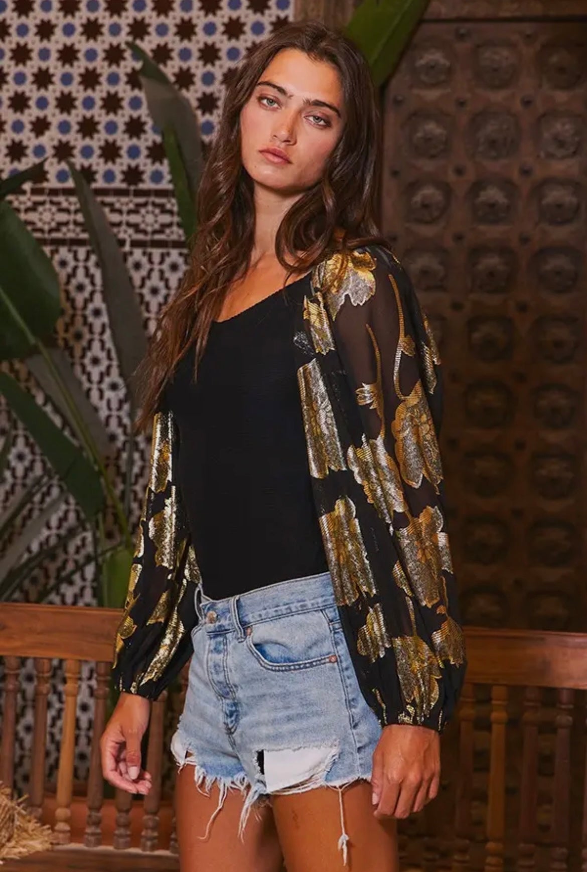 Gold Puff Bodysuit