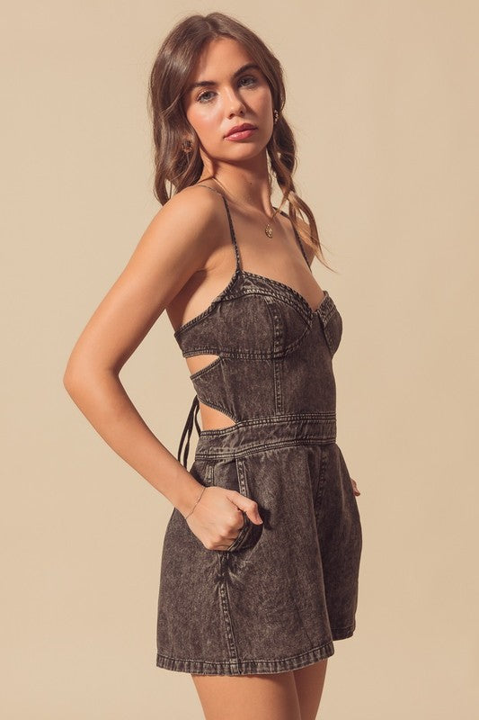 Black Denim Romper
