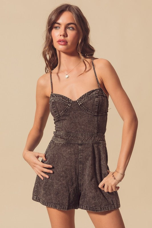 Black Denim Romper