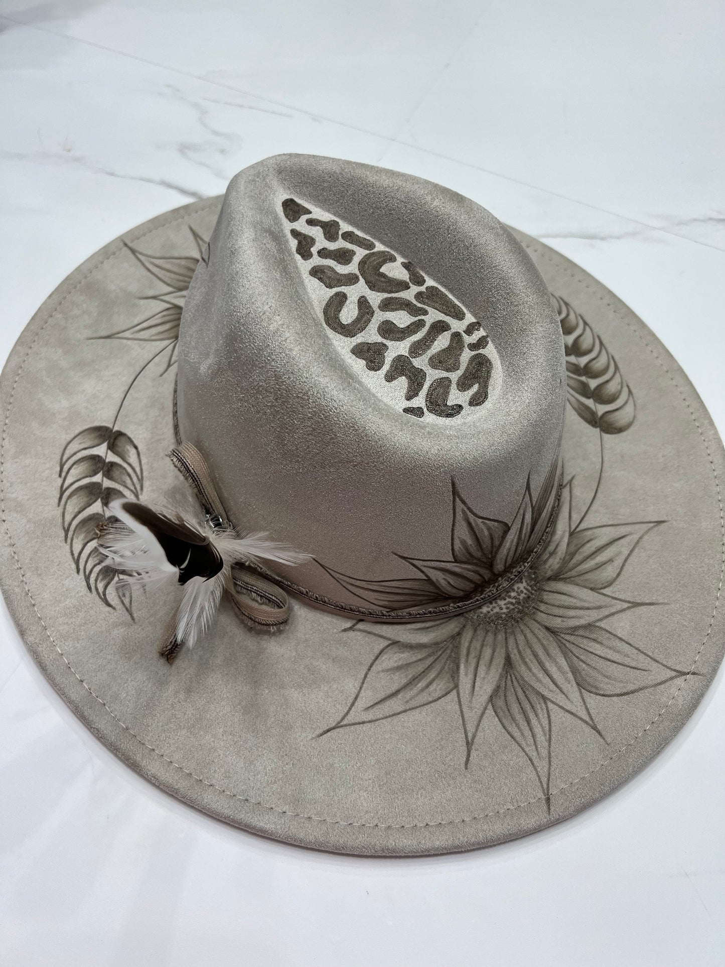 Neutral Leopard Sunflower Fedora