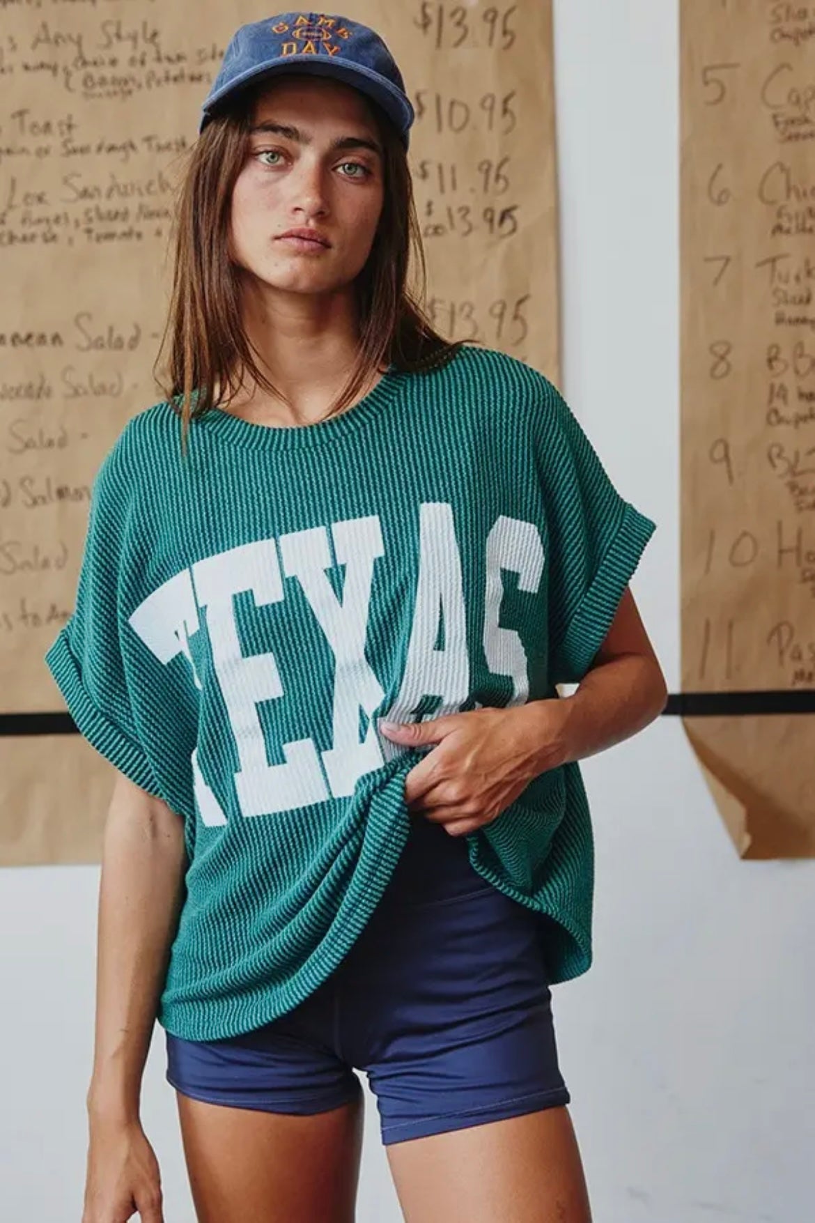 Green Texas Corded Top