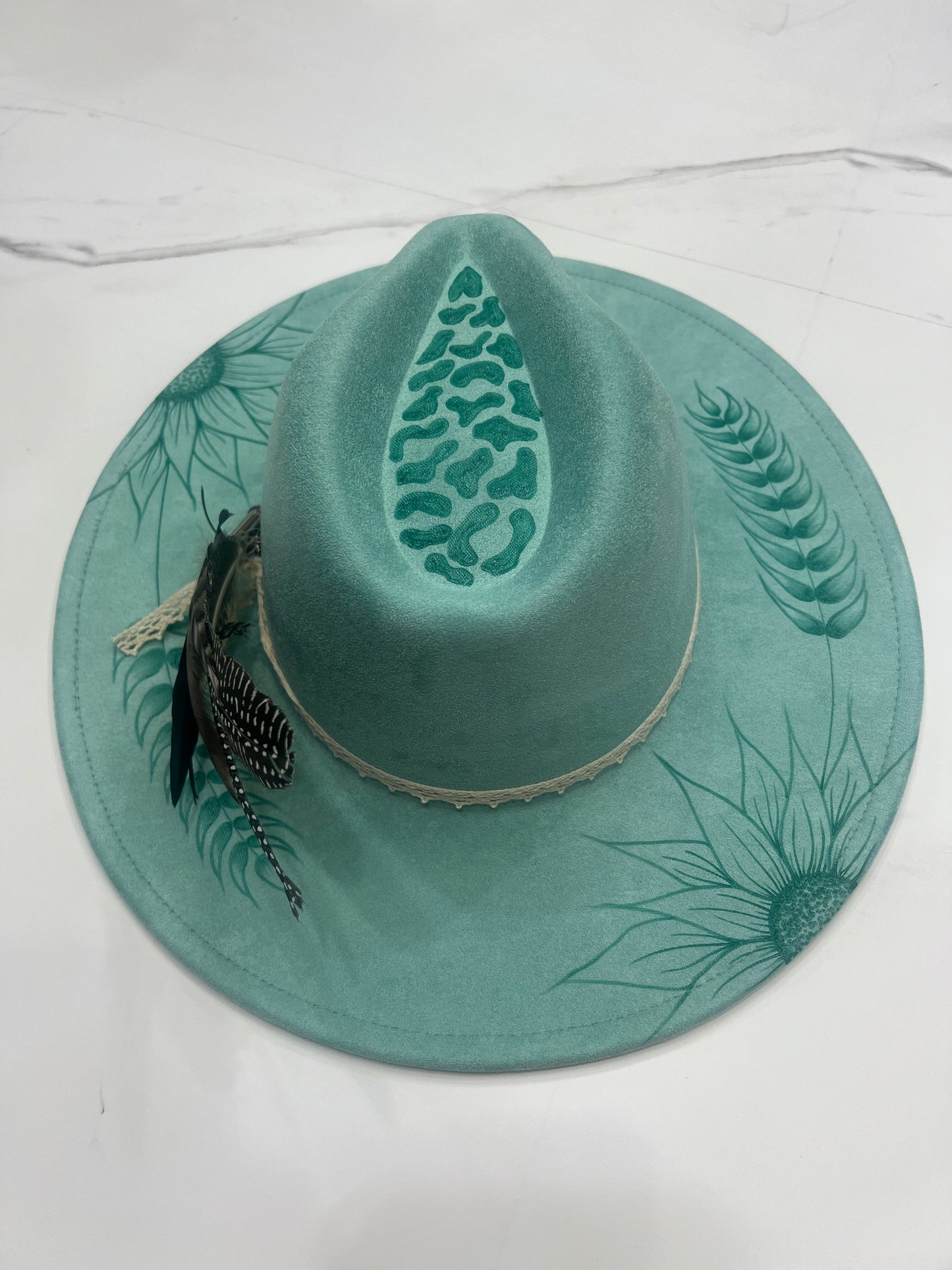 Mint Leopard Sunflower Fedora