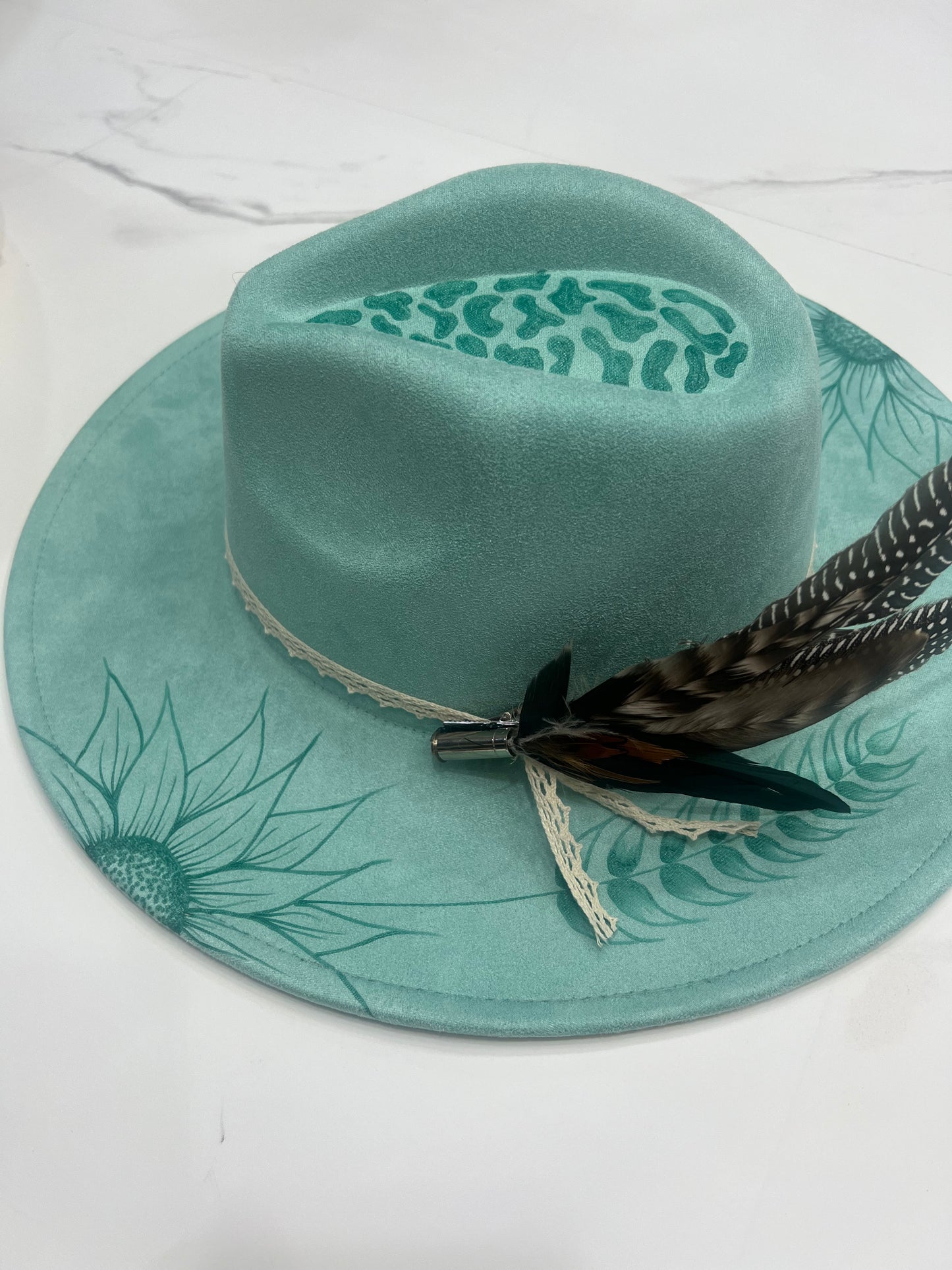 Mint Leopard Sunflower Fedora