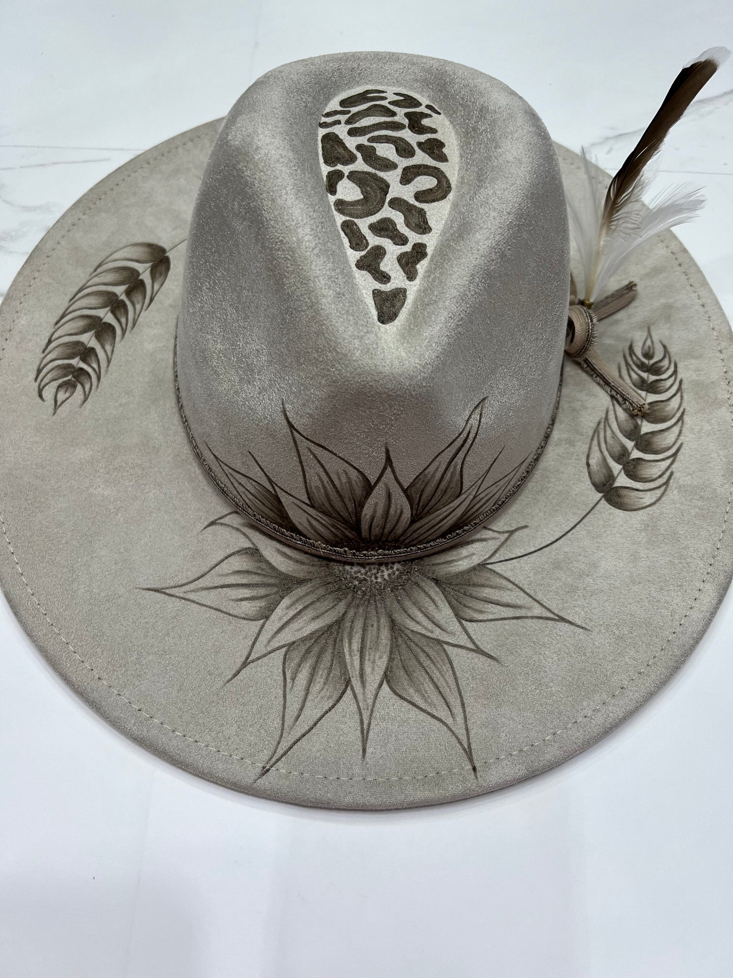 Neutral Leopard Sunflower Fedora