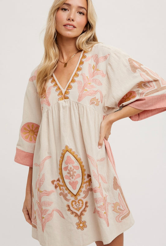 Embroidered Babydoll Dress