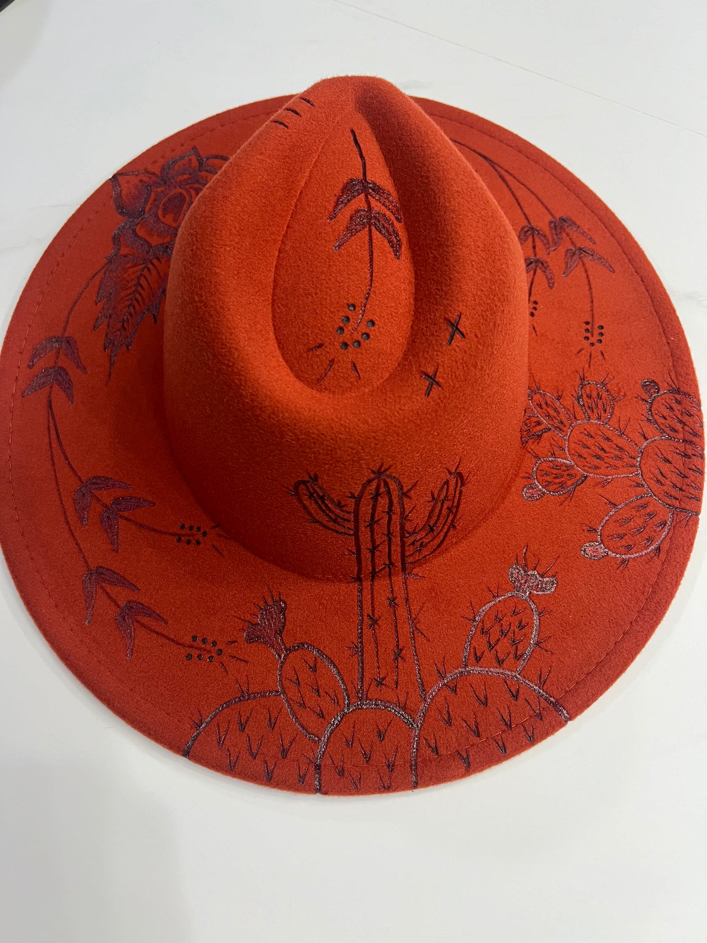 Rust Rose Cactus Fedora Hat