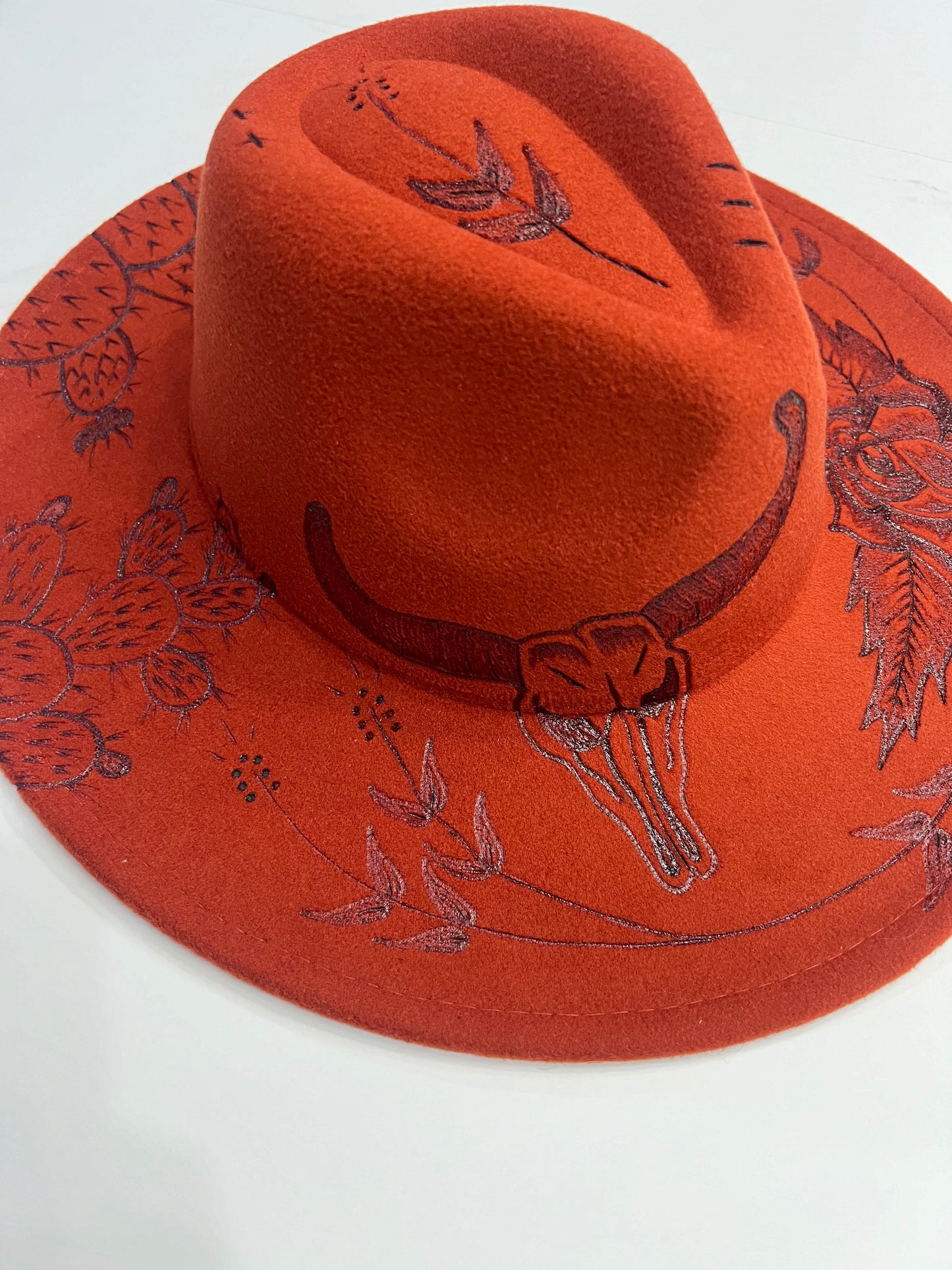 Rust Rose Cactus Fedora Hat