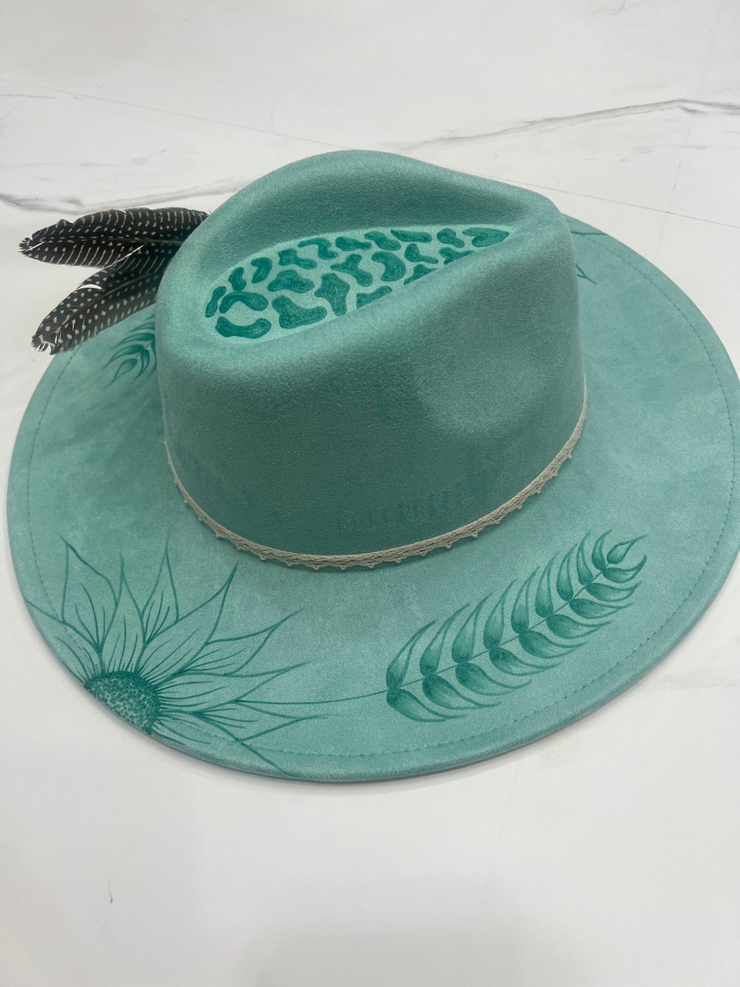 Mint Leopard Sunflower Fedora