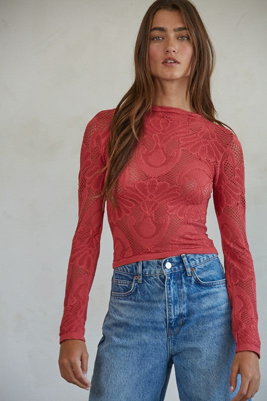 Mauve Fishnet Top