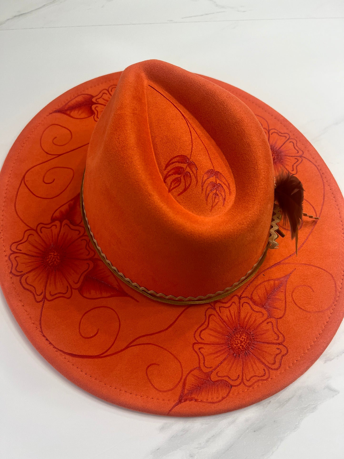 Orange Floral Fedora