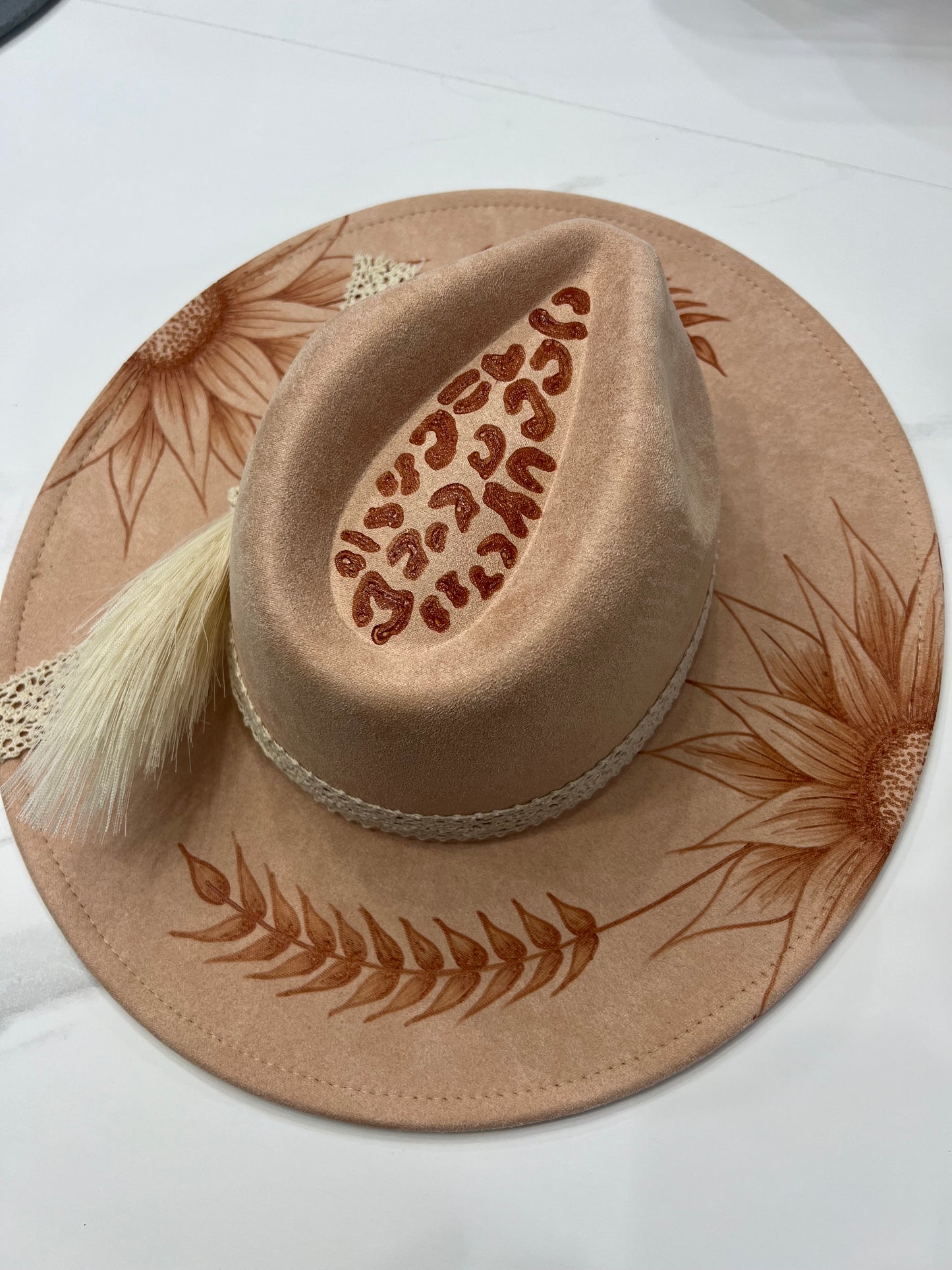 Peach Leopard Sunflower Hat