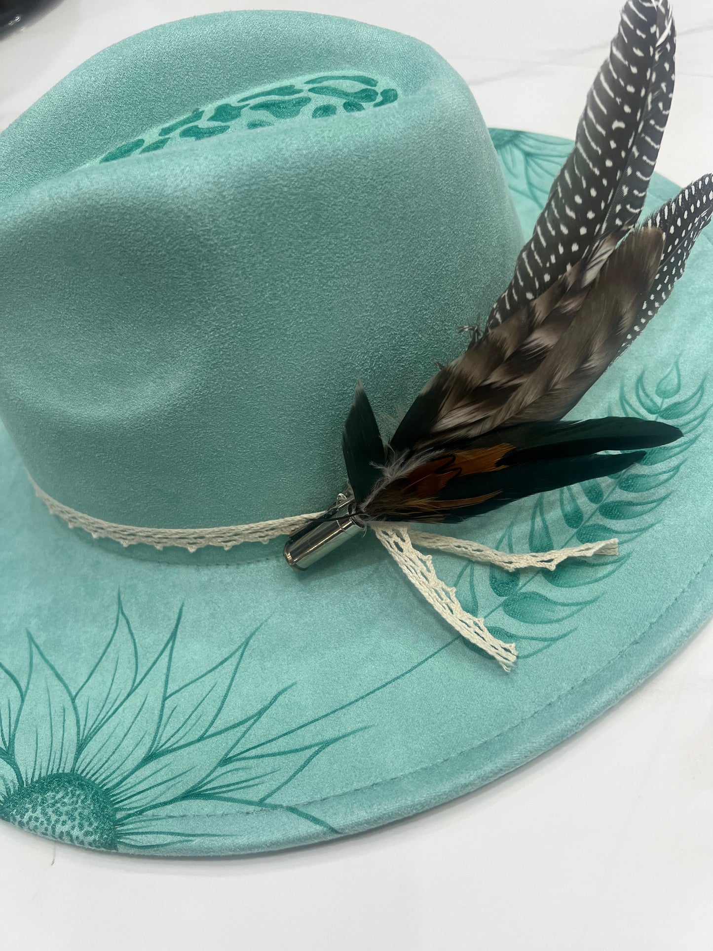 Mint Leopard Sunflower Fedora