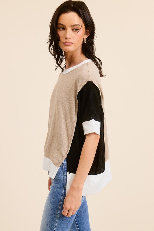 Oversized Contrast Top