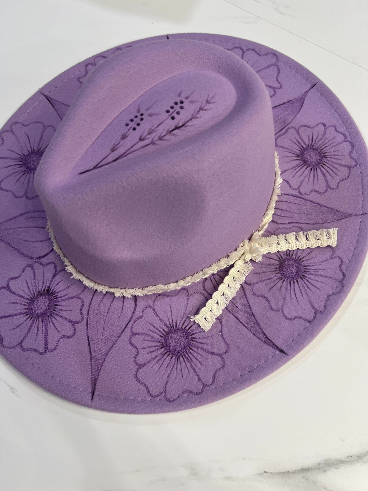 Purple Flower Fedora Hat