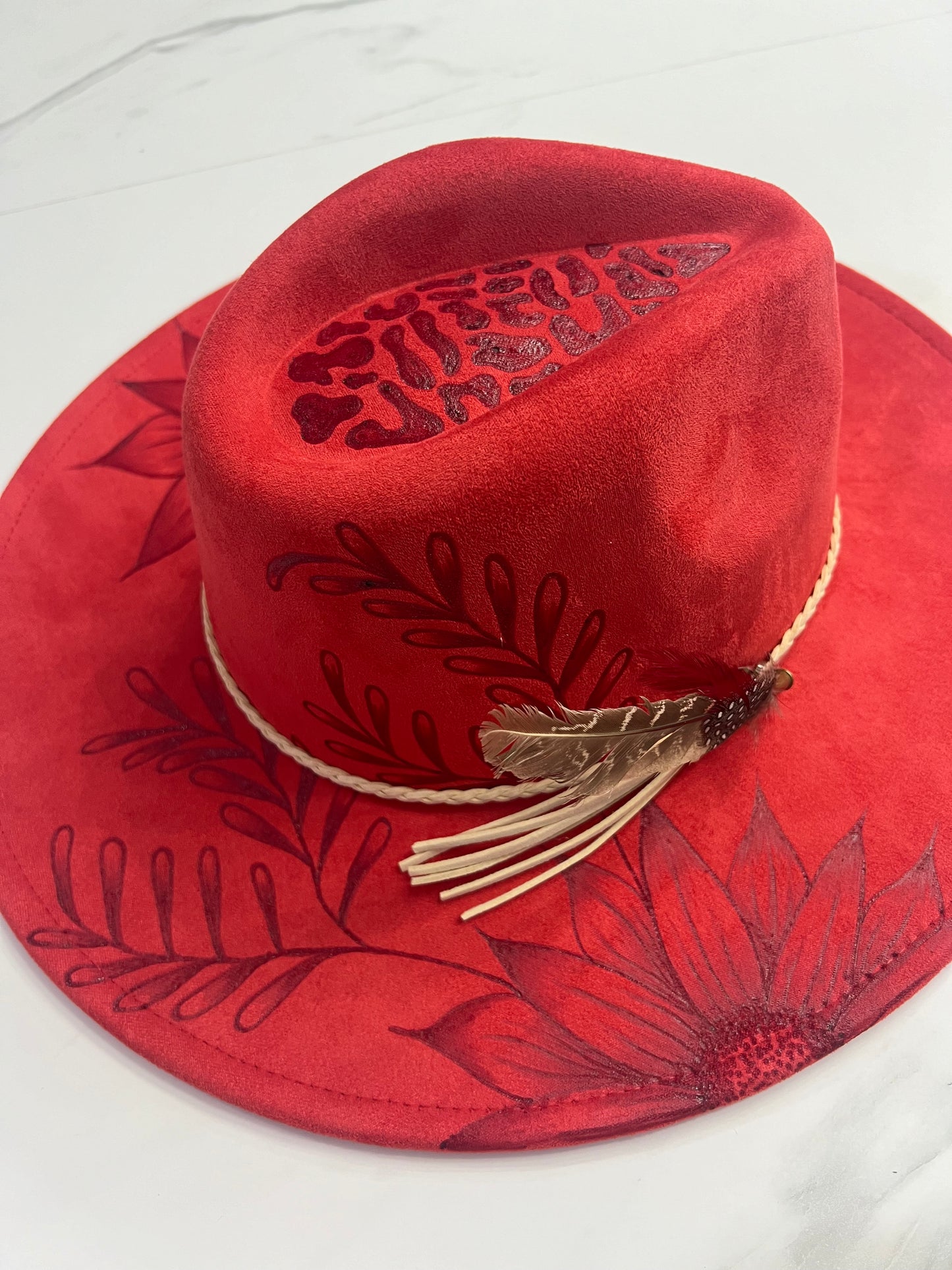 Red Leopard Sunflower Fedora