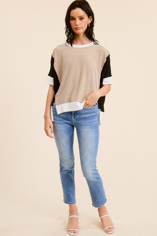 Oversized Contrast Top