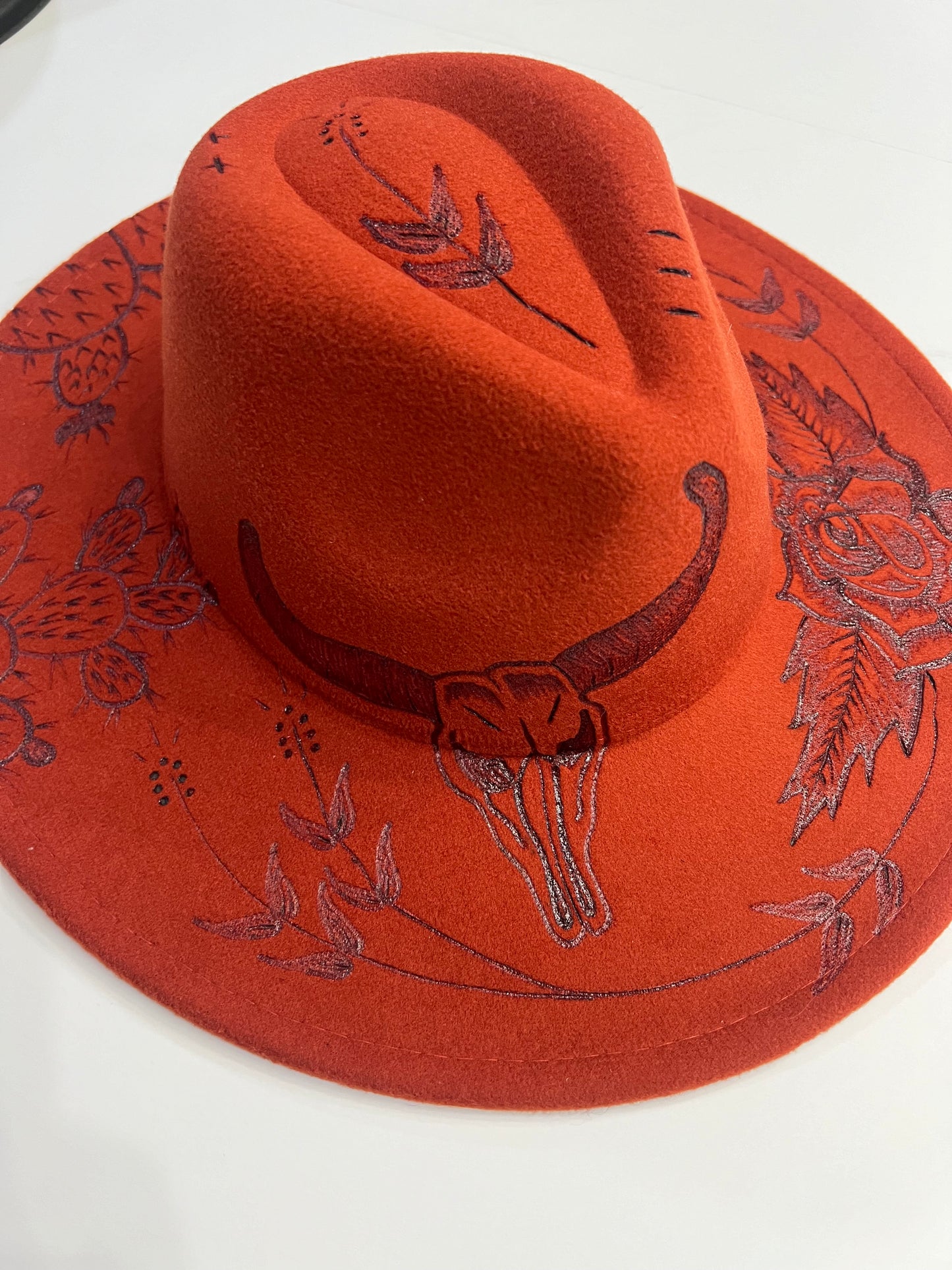 Rust Rose Cactus Fedora Hat