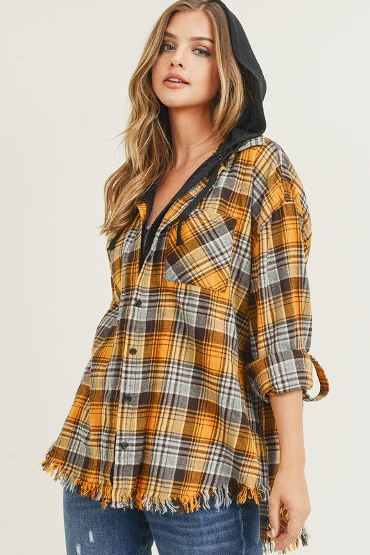 Oversized Flannel With Hoodie