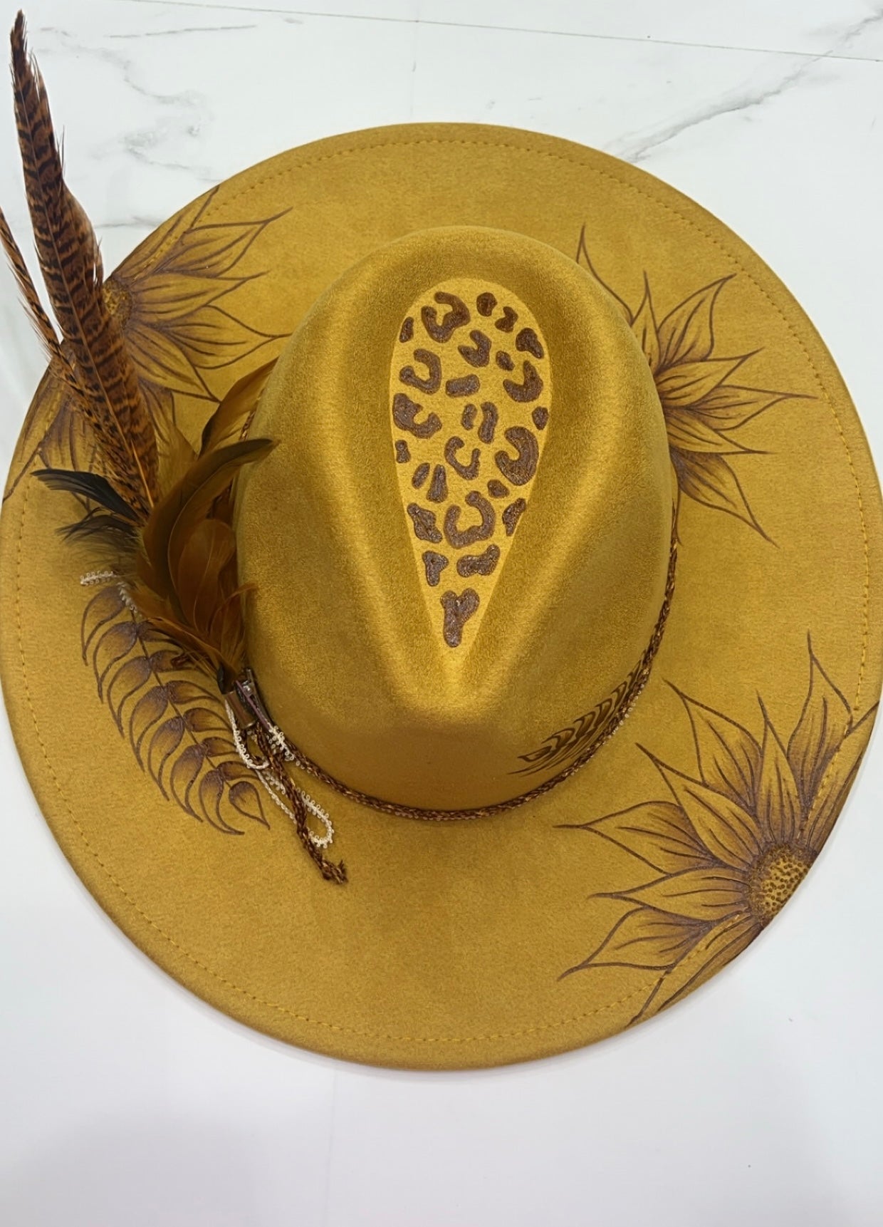 Golden Leopard Sunflower Fedora