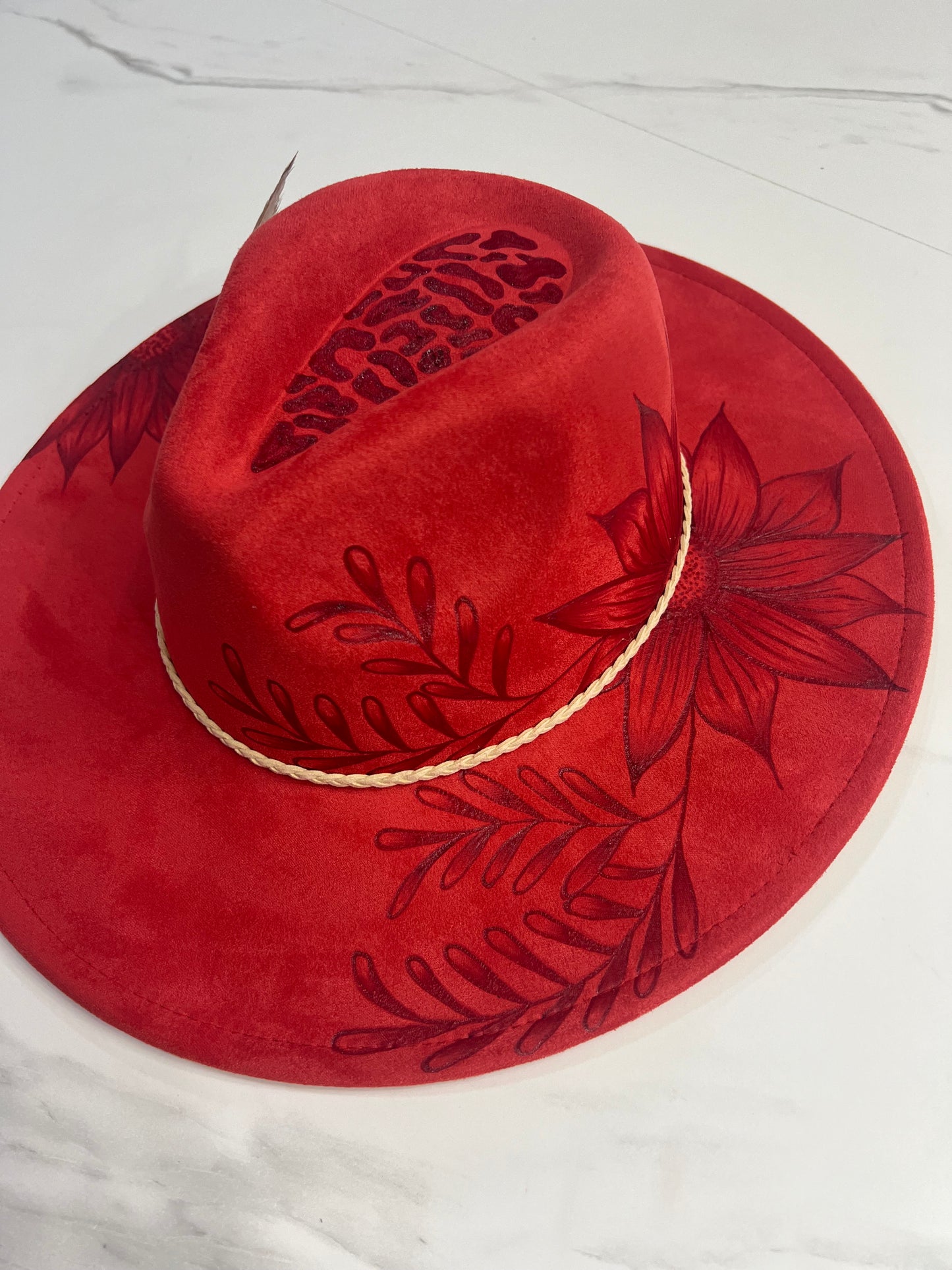 Red Leopard Sunflower Fedora