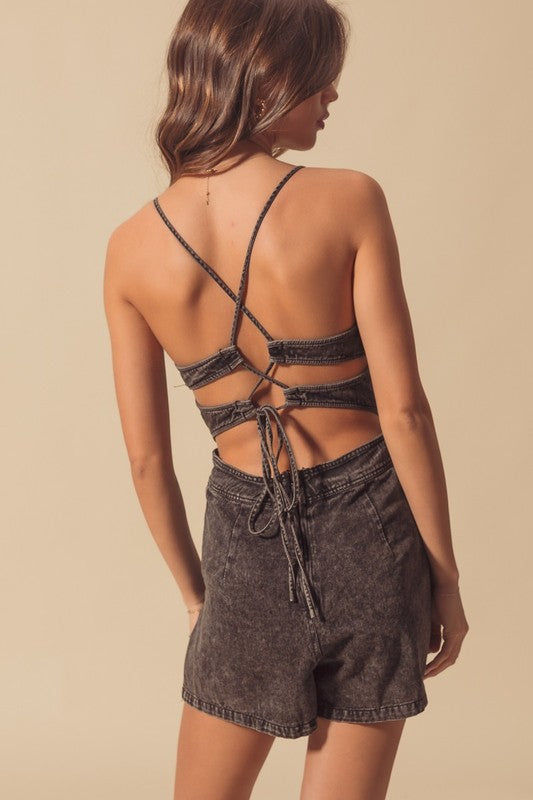 Black Denim Romper