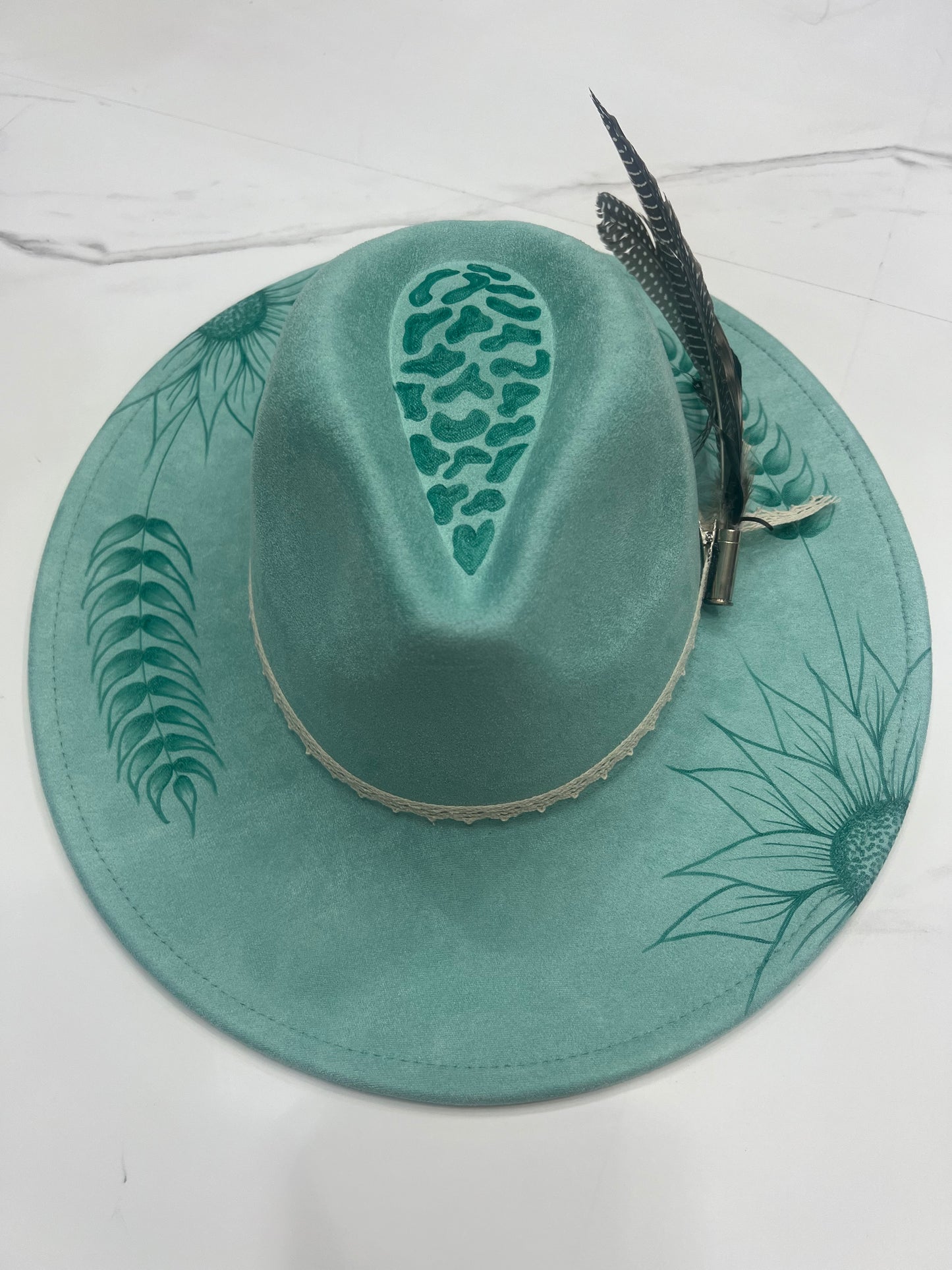 Mint Leopard Sunflower Fedora