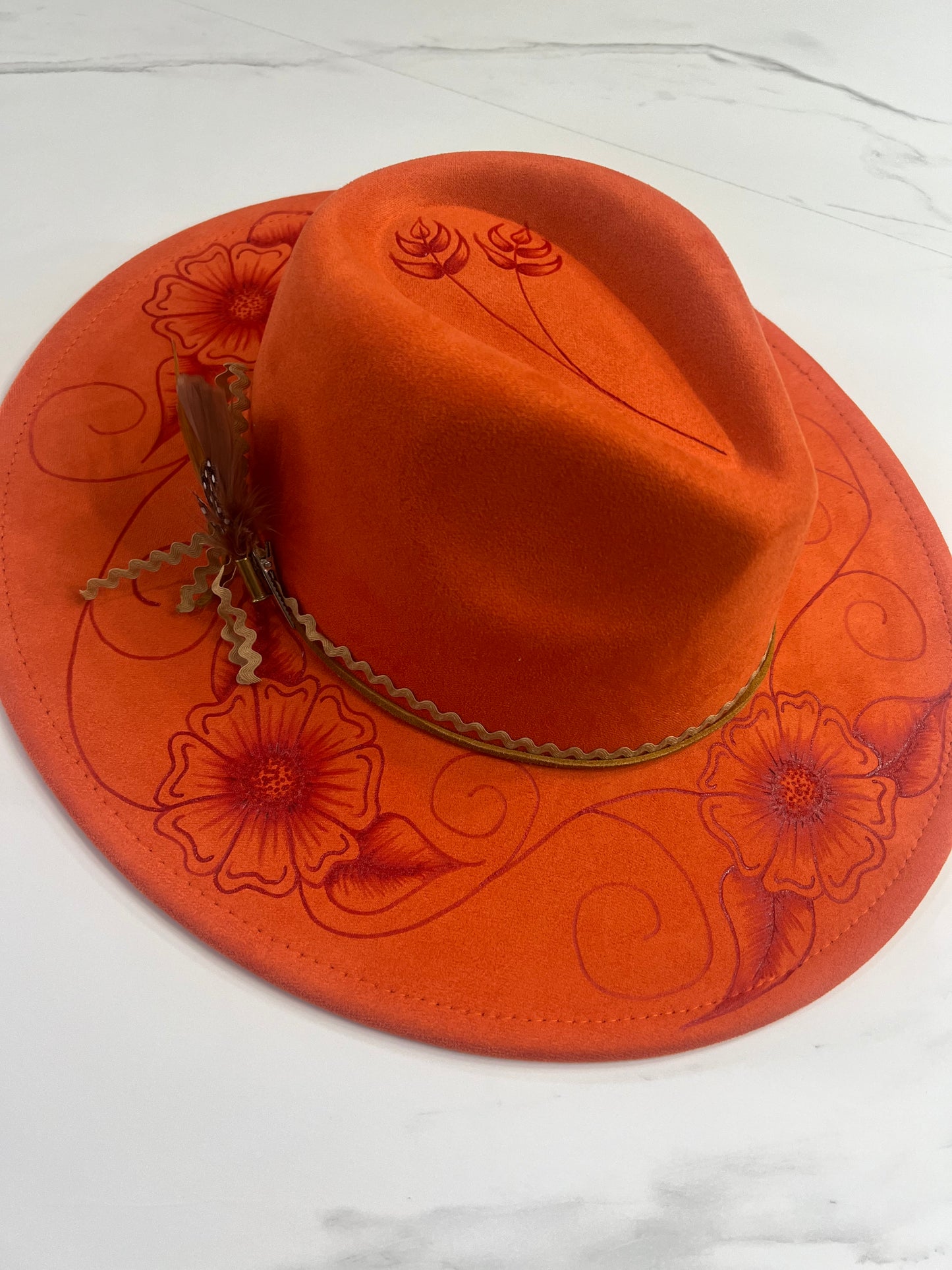 Orange Floral Fedora