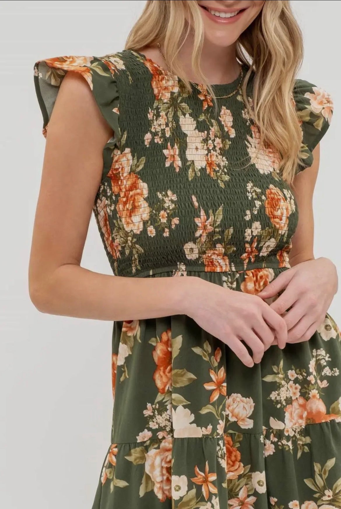 Smocked Floral Dress