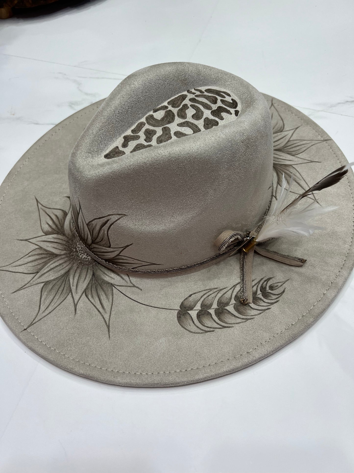 Neutral Leopard Sunflower Fedora