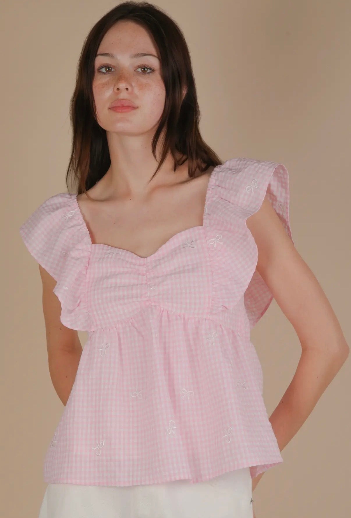 Gingham Bow Top