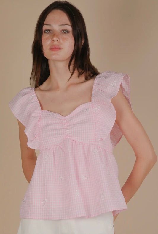 Gingham Bow Top