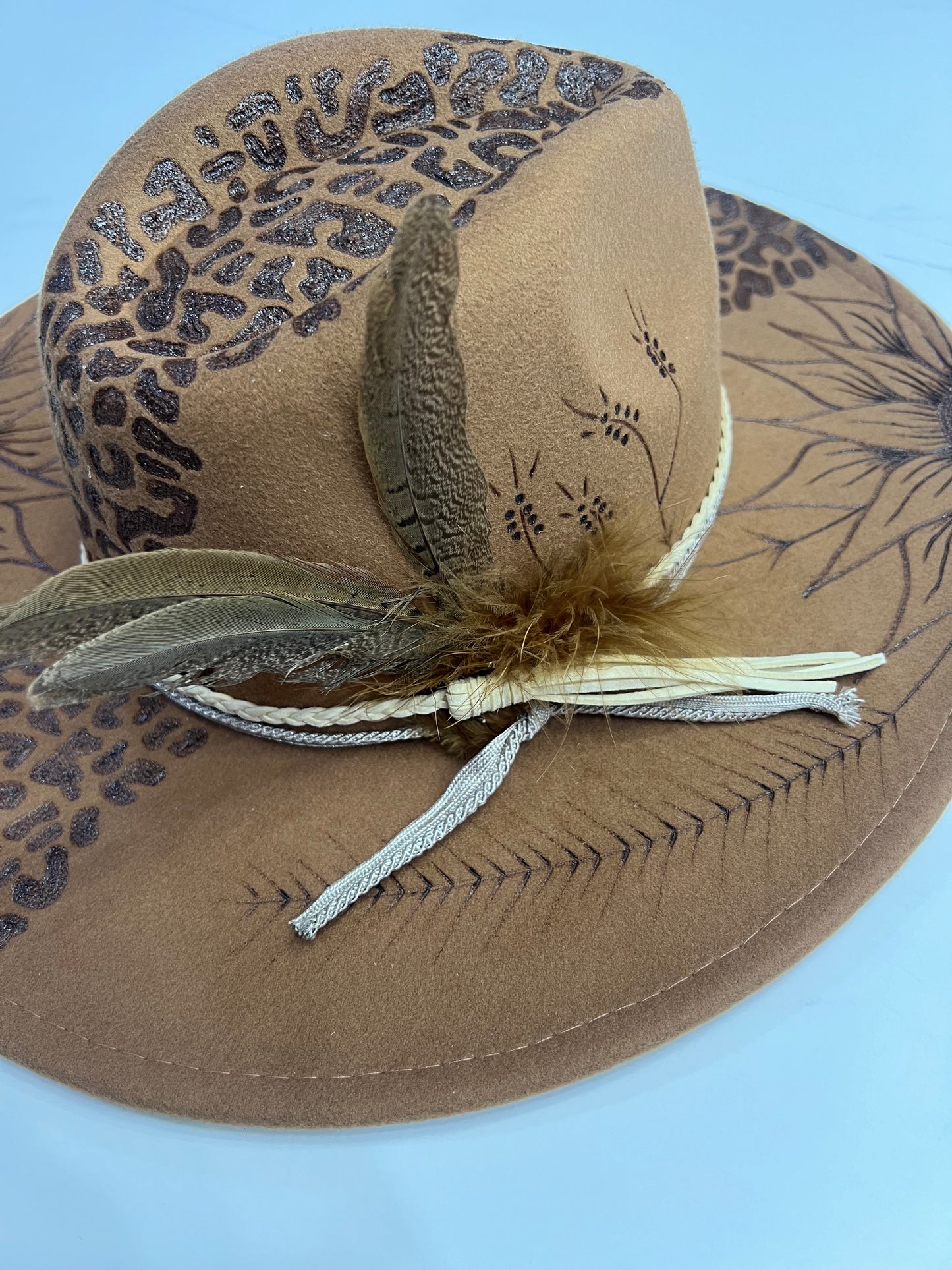 Leopard Hat With Sunflowers