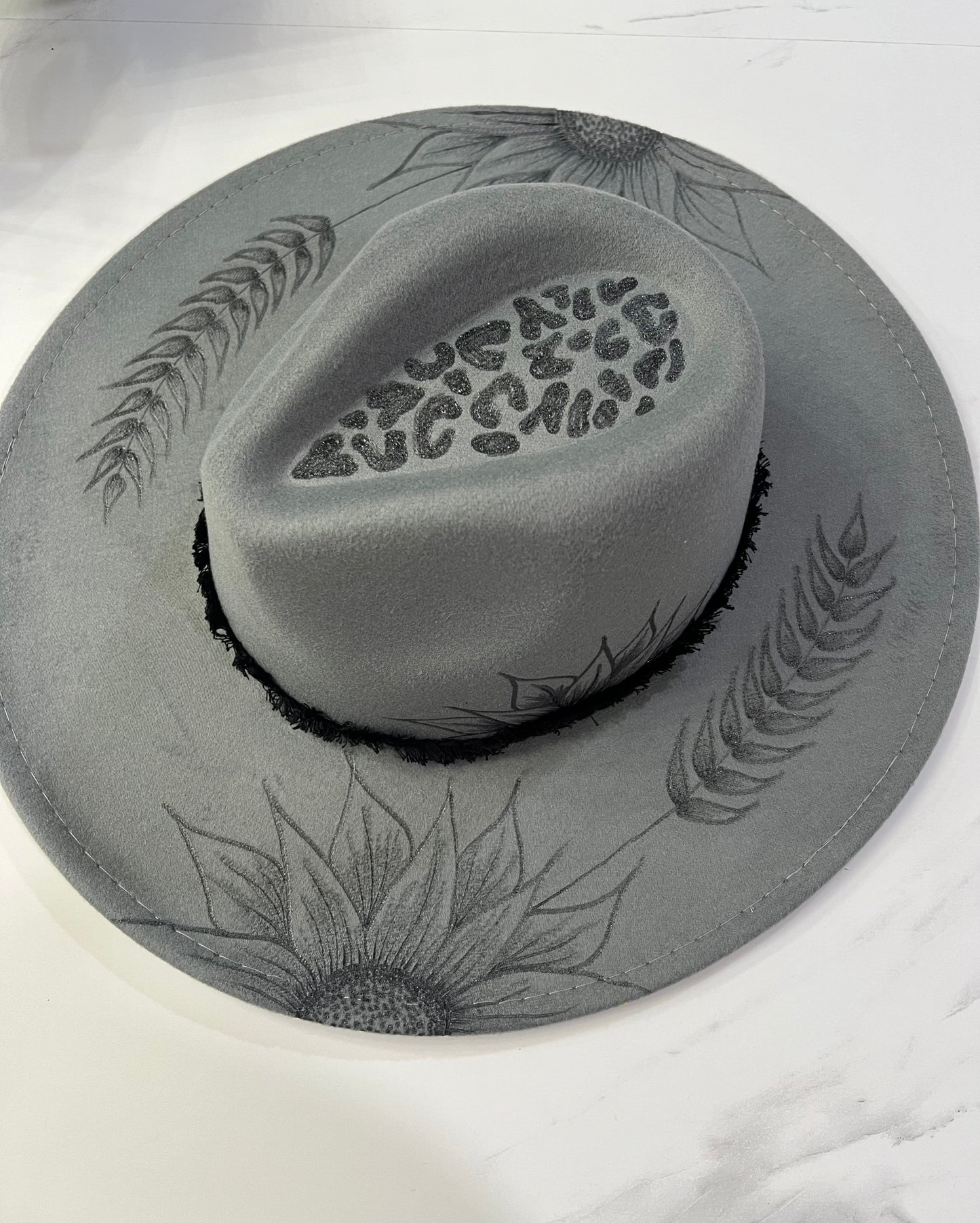Gray Leopard Fedora Hat