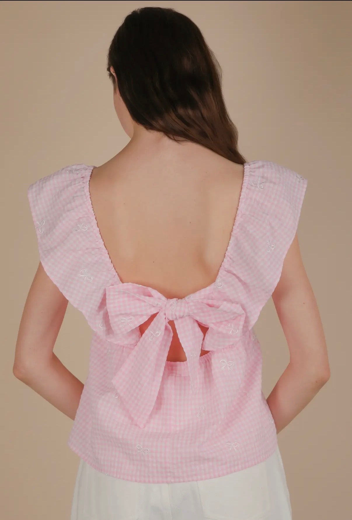 Gingham Bow Top