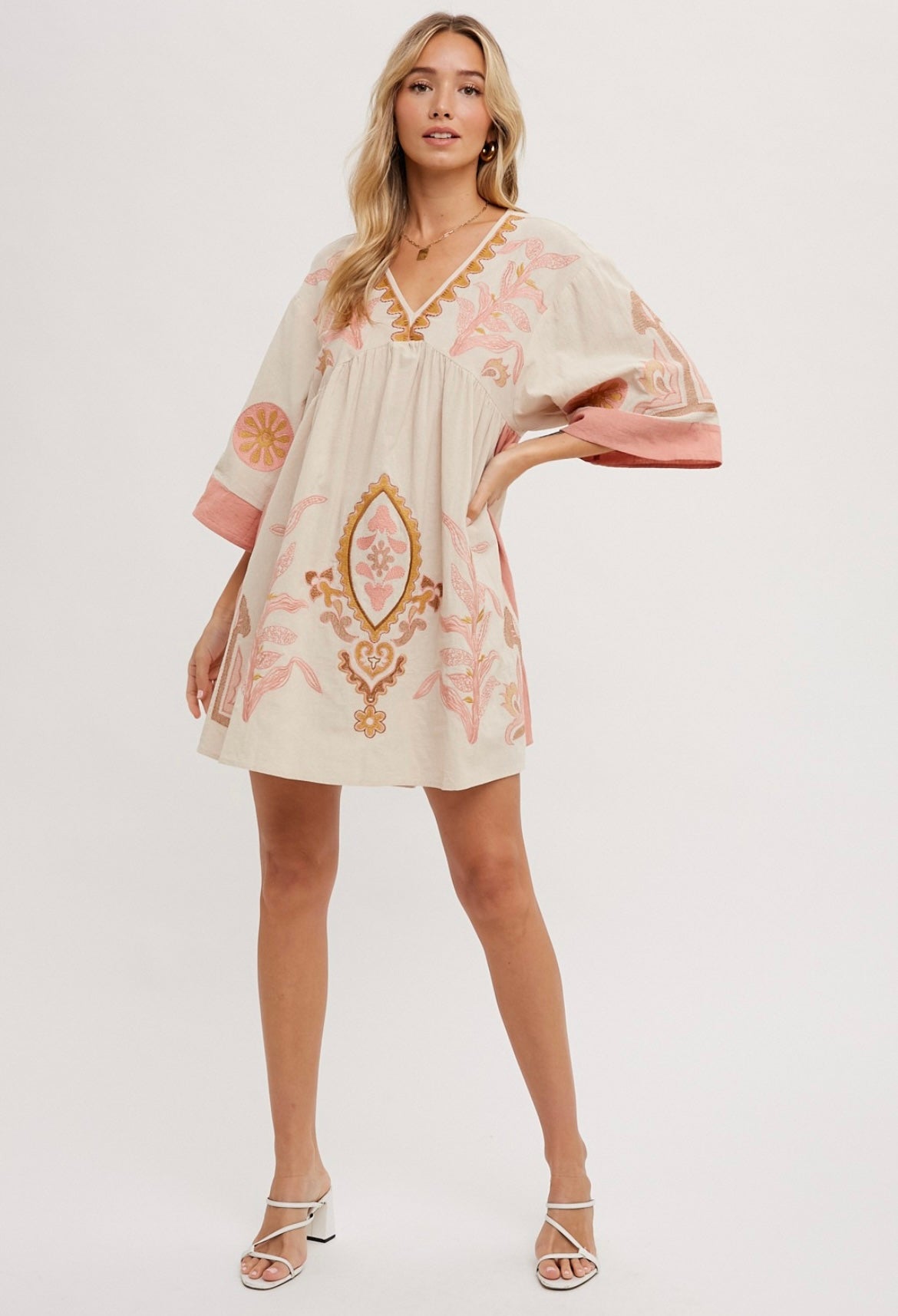 Embroidered Babydoll Dress