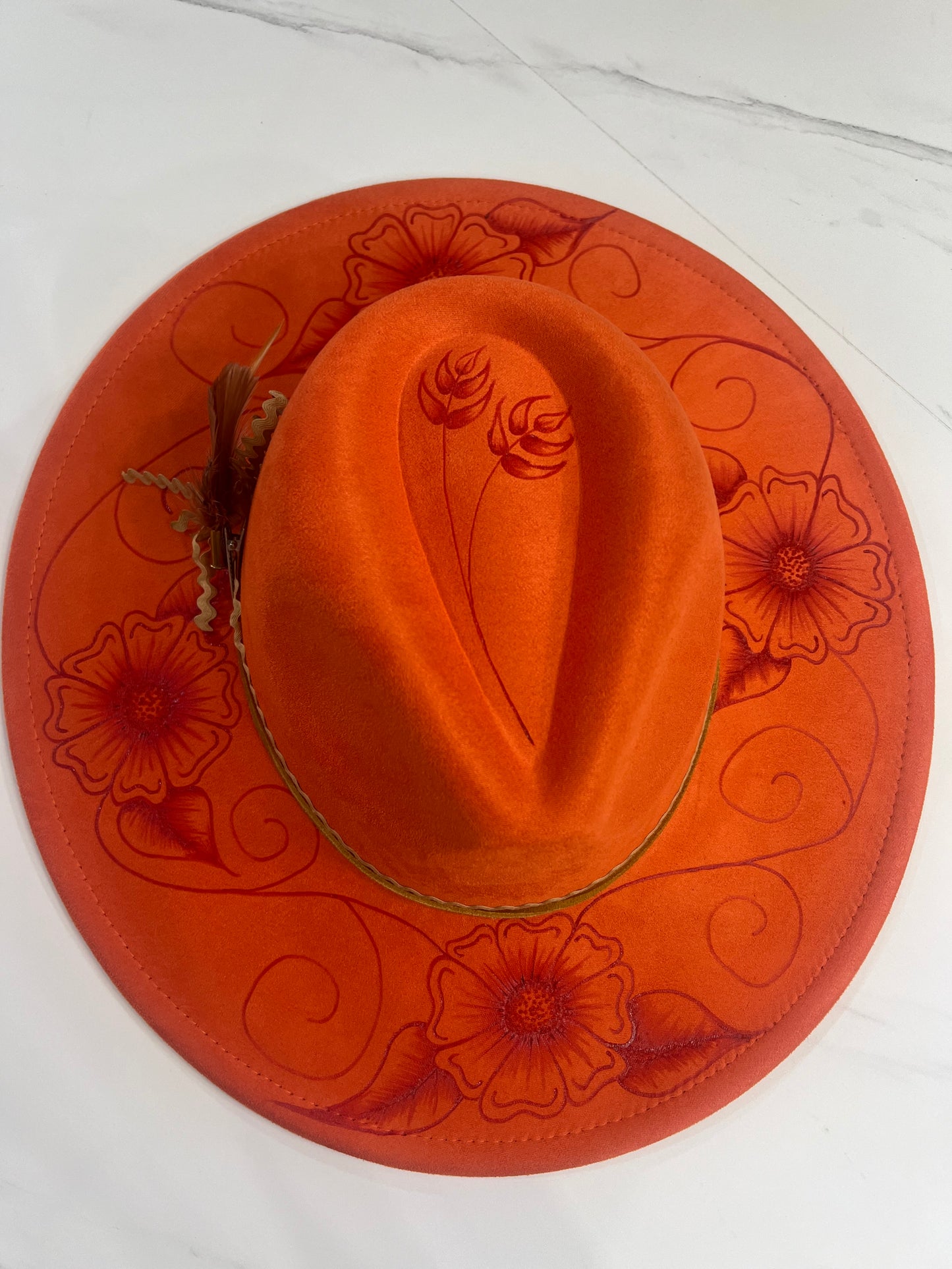 Orange Floral Fedora