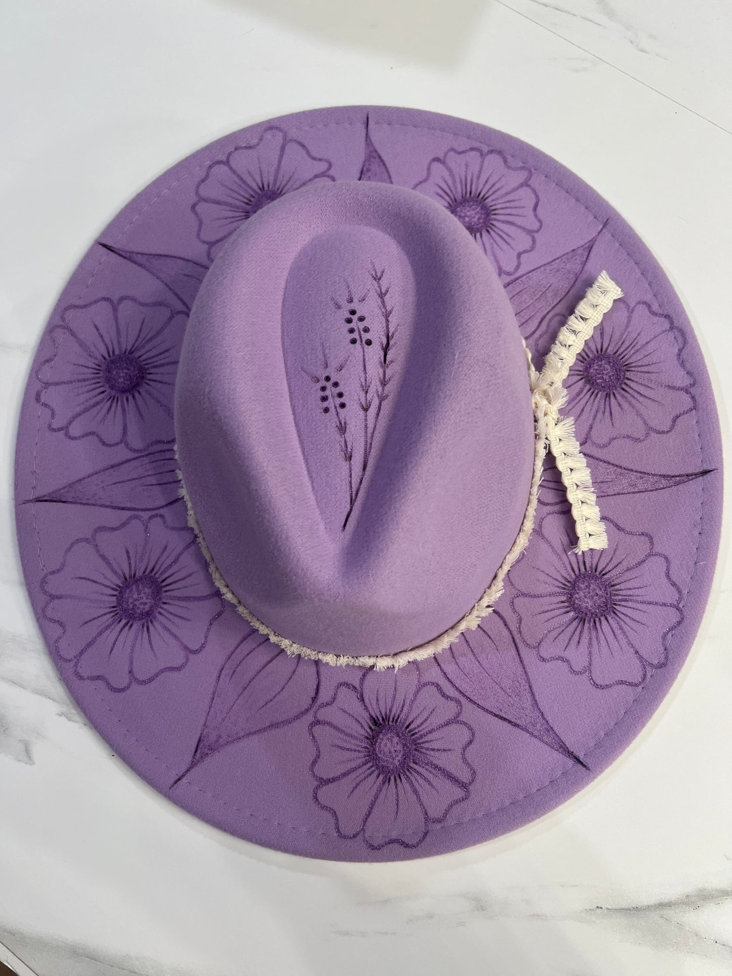 Purple Flower Fedora Hat