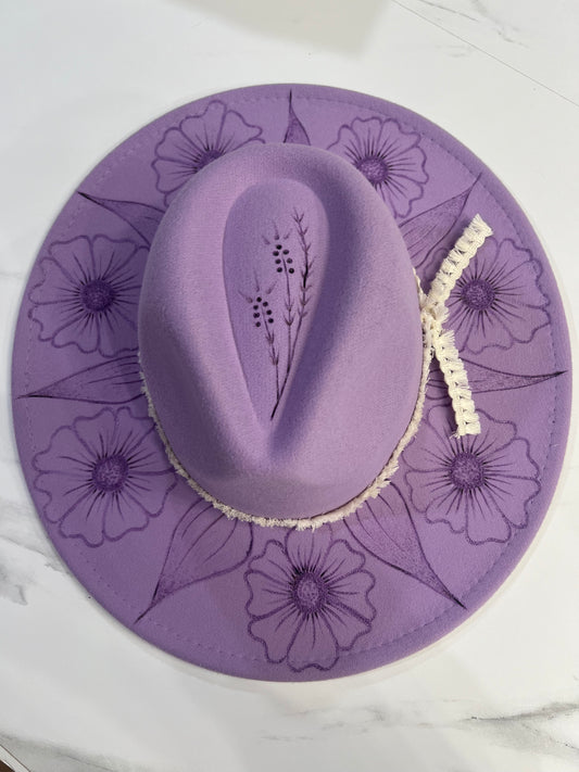 Purple Flower Fedora Hat